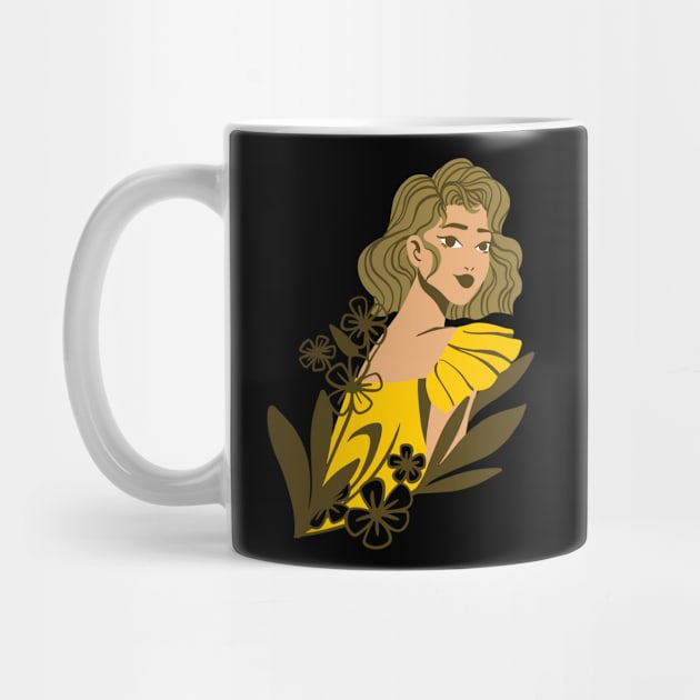 Wild Girl Floral Woman With Flowers Blonde Woman by olivetees